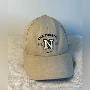 VTG Nike Pro Classics Hat Cap OS Flex Fit Beige Tan Athletics Swoosh Logo Wool